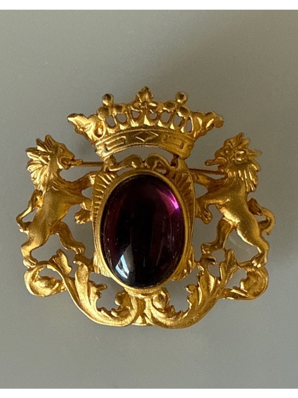 Women's BEN-AMUN Gold Lion & Purple Brooch